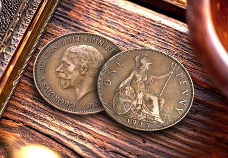 This George V Penny has been struck by The Royal Mint during his reign, features the portrait by Bertram Mackennal