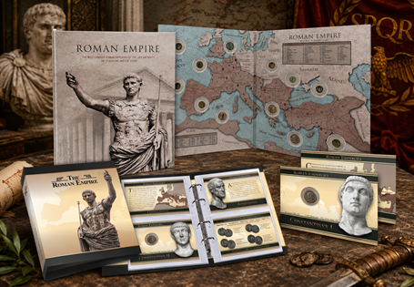 A set of 12 genuine coins from ancient Rome, all dated between 260 and 383 and depicting 12 different Emperors of Rome.