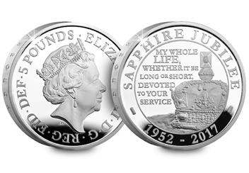 Own The Uk Sapphire Jubilee 5 Silver Proof Coin